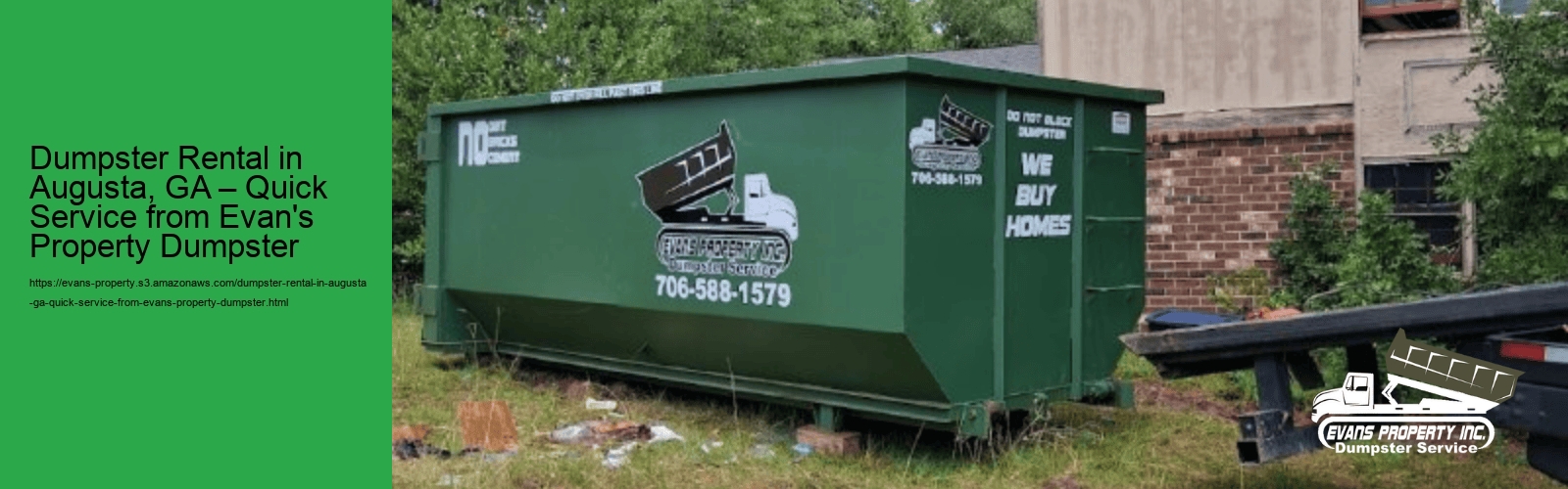 Dumpster Rental in Augusta, GA by Evan’s Property Inc